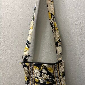 Quilted Floral Crossbody Bag in Yellow and Black